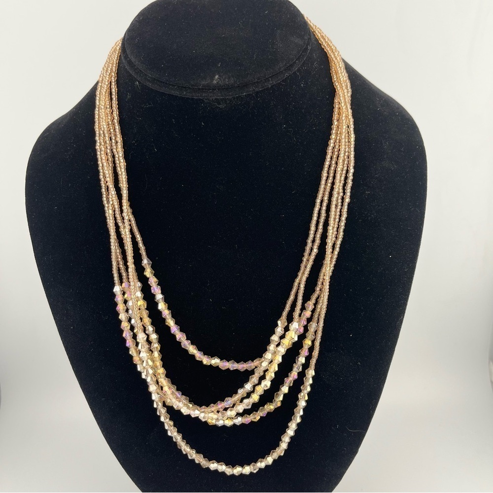 Champagne Layered Necklace with Cascading Strands